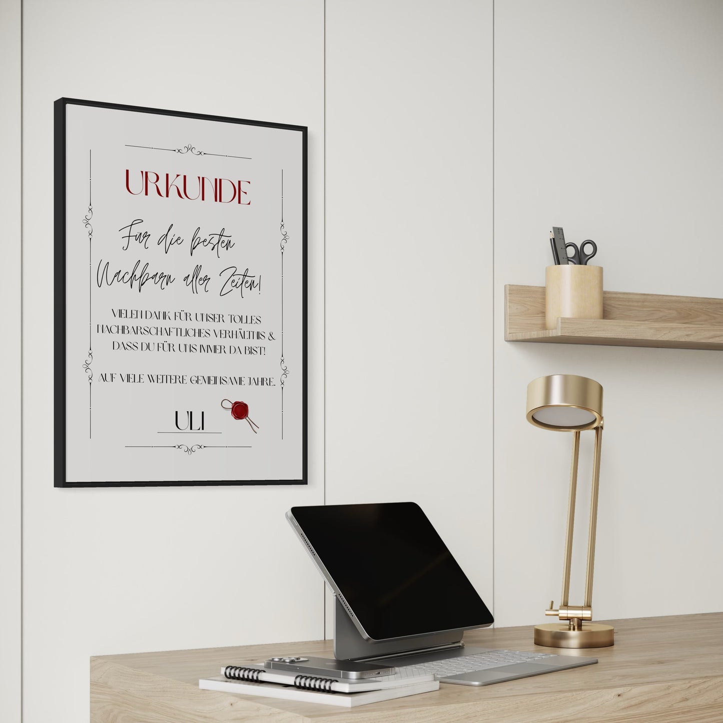 URKUNDE NACHBAR - DANKE Poster | PERSONALISIERT