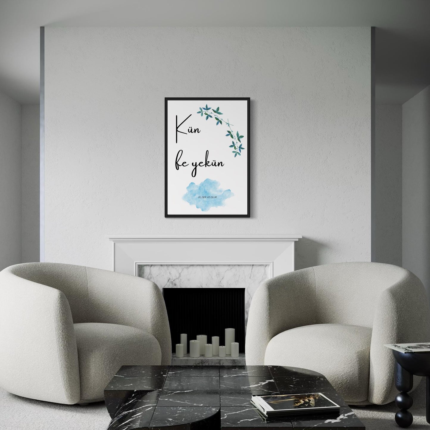 KÜN FE YEKÜN Poster mit blauen Akzenten