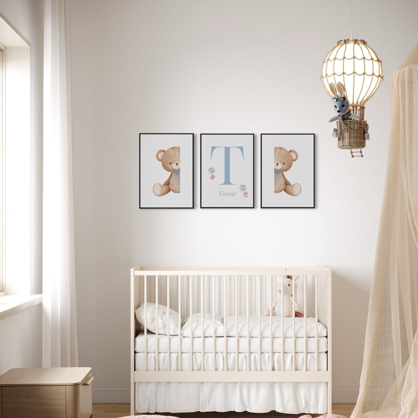 3er-Set Kinder Poster in rosa & blau - Name | PERSONALISIERT