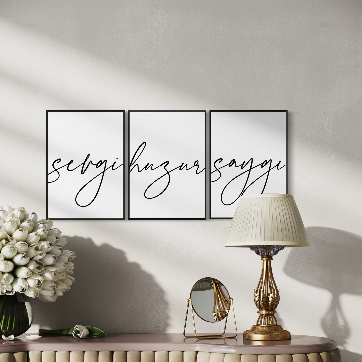 3er-Set Sevgi Huzur Saygi Poster