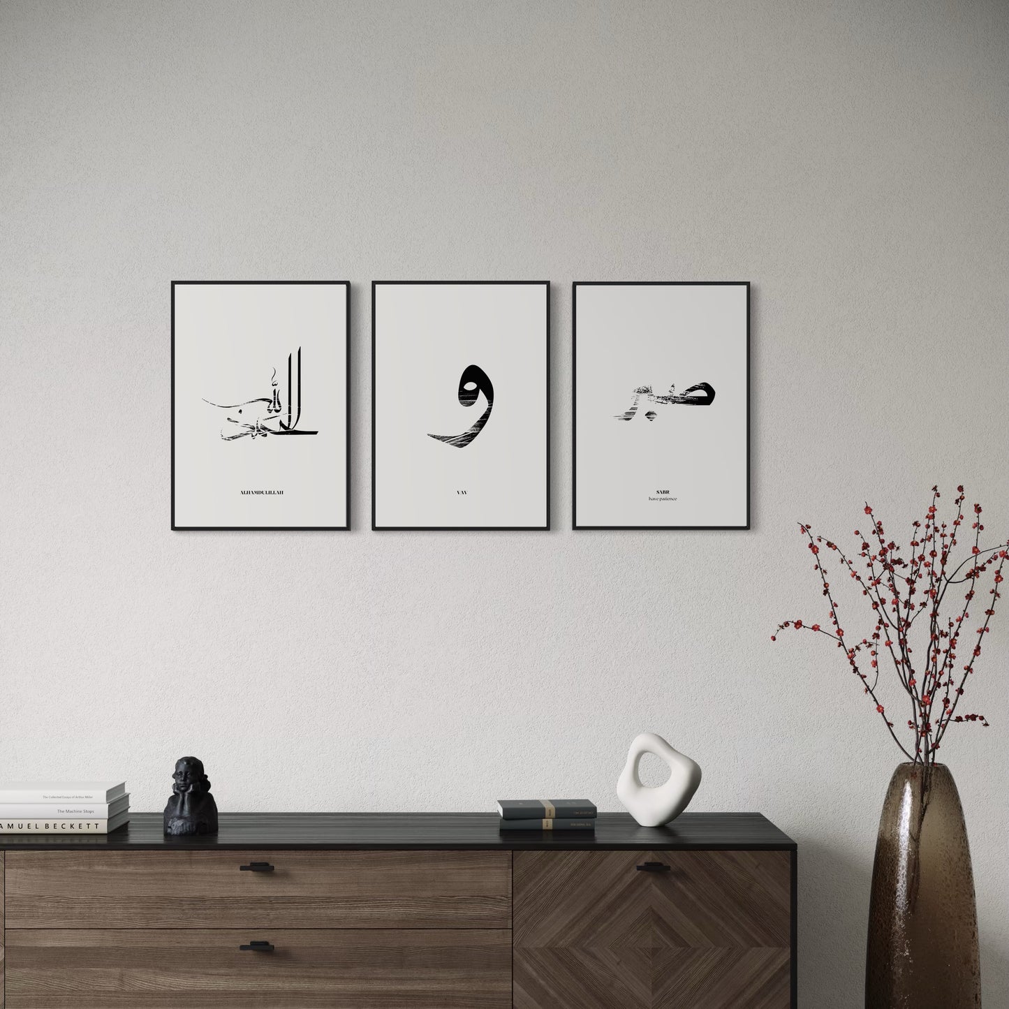 3er-Set abstract Poster Alhamdulillah, VAV & Sabr