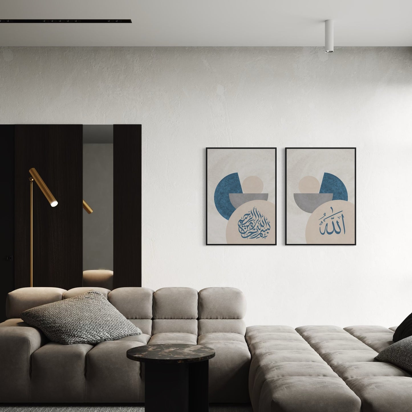2er-Set ALLAH BISMILLAH Poster in beige-blau