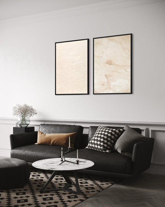 2er-Set Beige Marble Texture