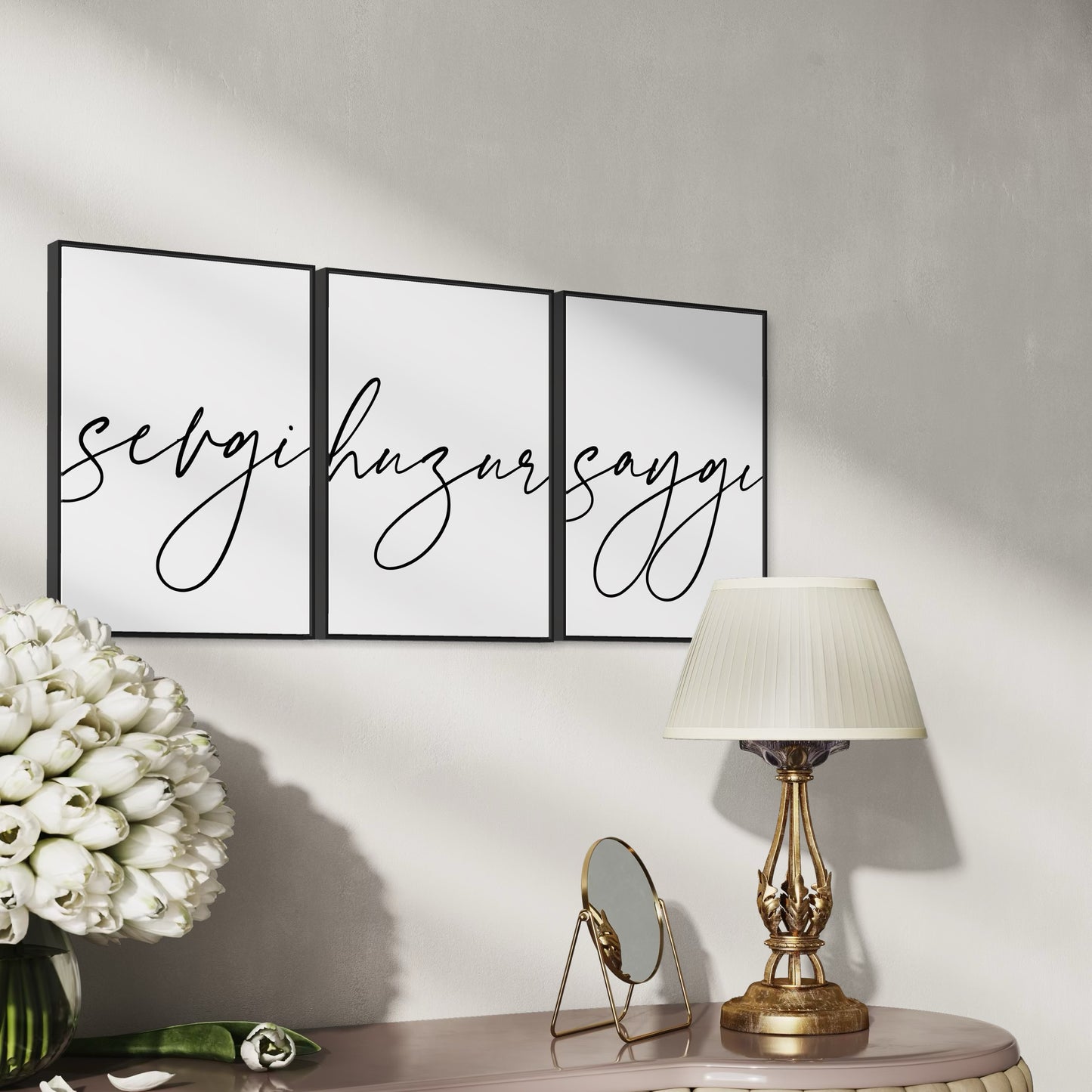 3er-Set Sevgi Huzur Saygi Poster