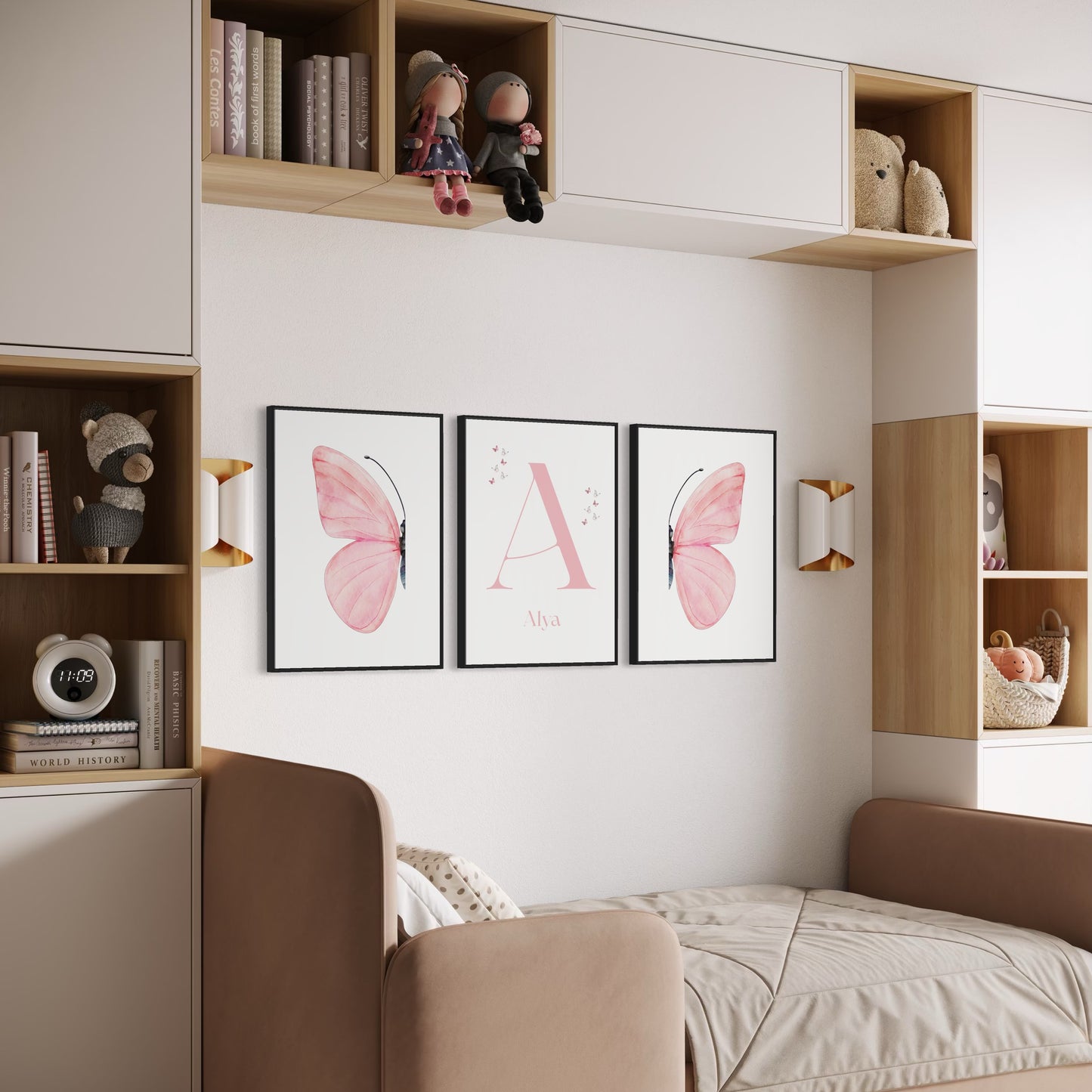 3er-Set Kinder Poster in rosa & blau - Name | PERSONALISIERT