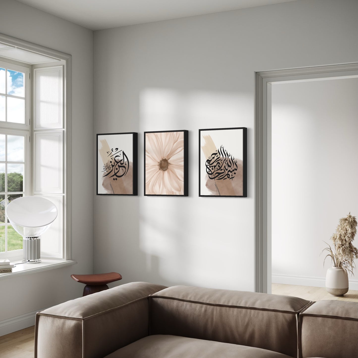 3er-Set Poster EL AZIZ in braun-beige