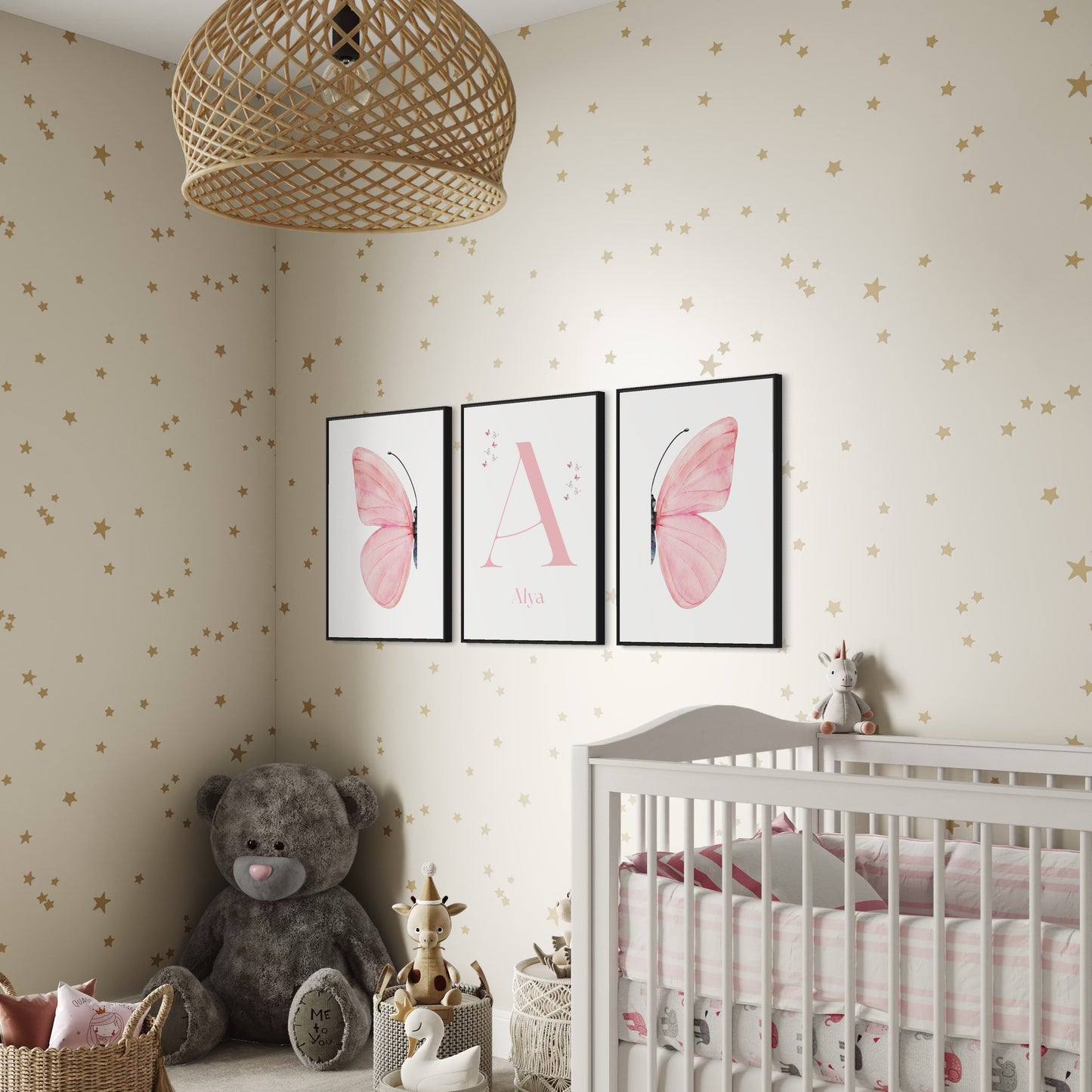 3er-Set Kinder Poster in rosa & blau - Name | PERSONALISIERT