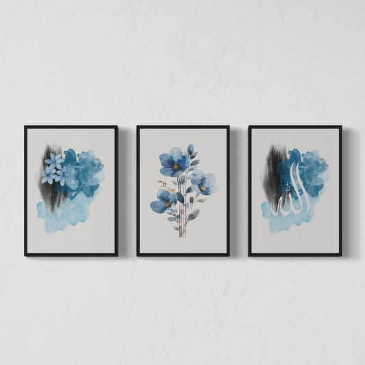 3er-Set Poster Allah & Flowers