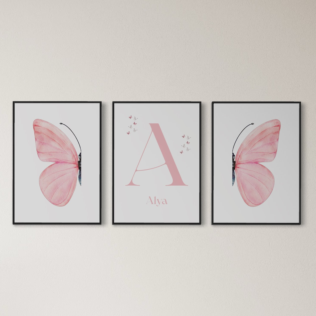 3er-Set Kinder Poster in rosa & blau - Name | PERSONALISIERT