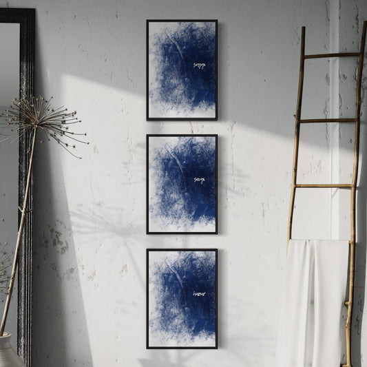 3er-Set Poster Sevgi, Saygi & Huzur Poster in blau