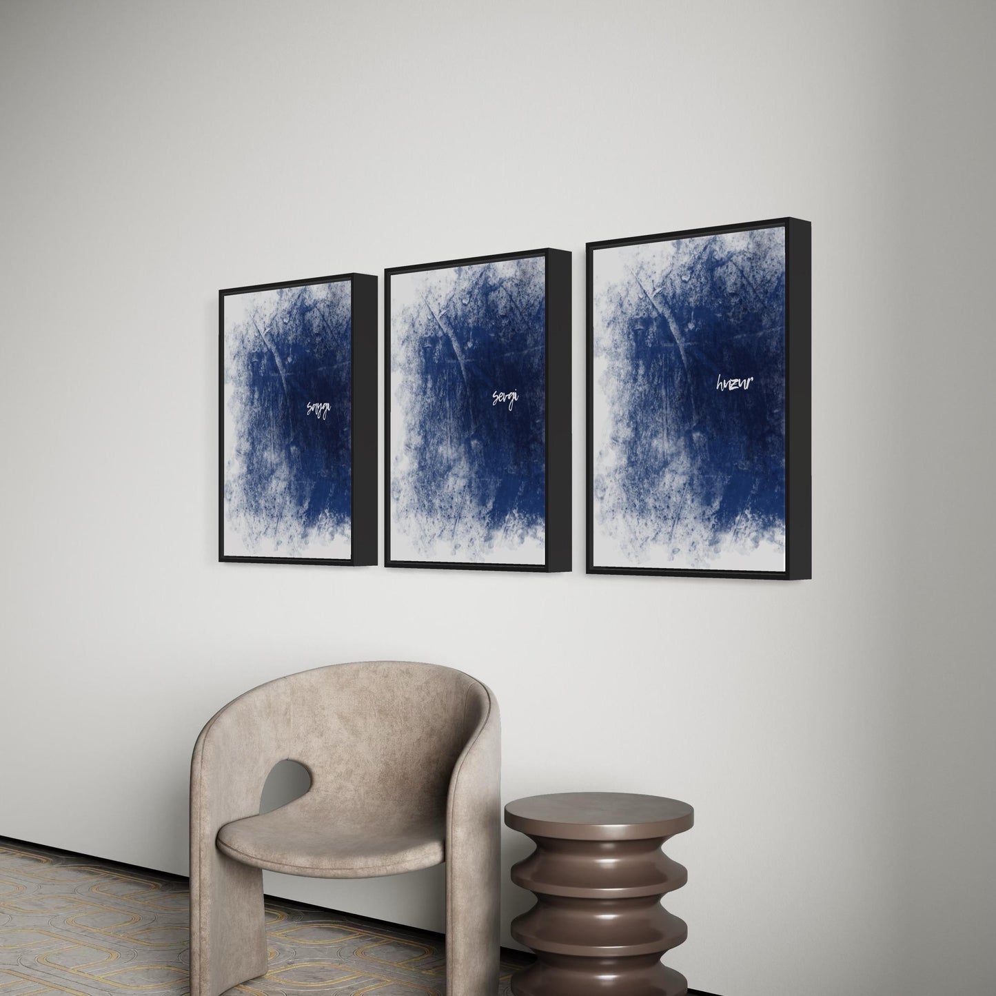 3er-Set Poster Sevgi, Saygi & Huzur Poster in blau