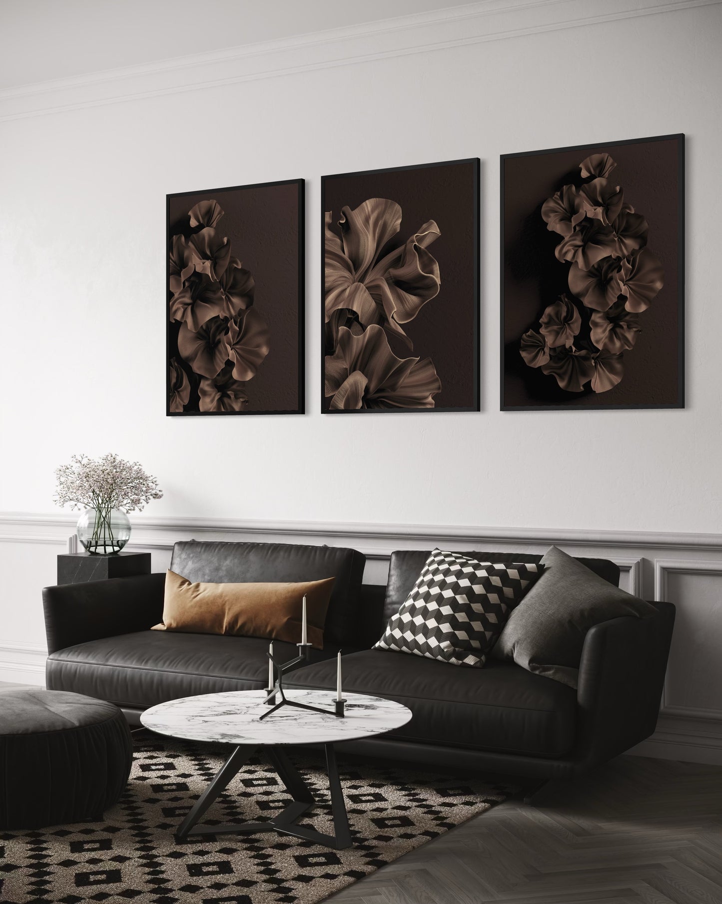 3er-Set floral linen poster no1