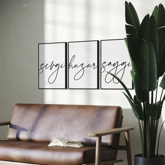 3er-Set Sevgi Huzur Saygi Poster