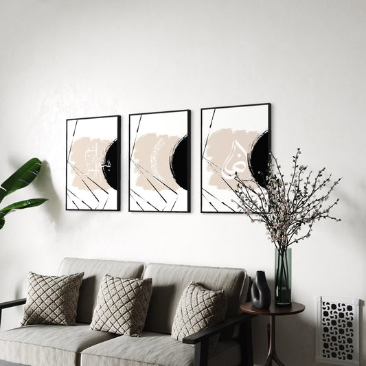 3er-Set Bismillah Arabic Calligraphy Arabic Letter "dad" in beige-schwarz