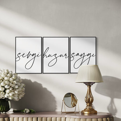 3er-Set Sevgi Huzur Saygi Poster
