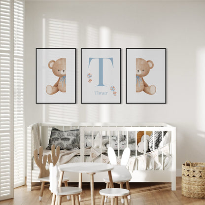 3er-Set Kinder Poster in rosa & blau - Name | PERSONALISIERT