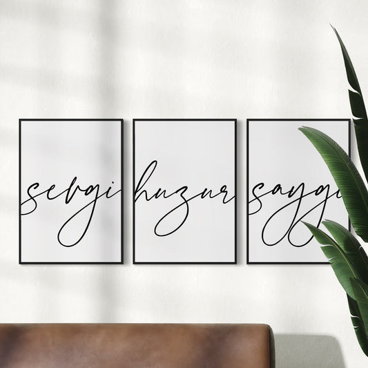 3er-Set Sevgi Huzur Saygi Poster