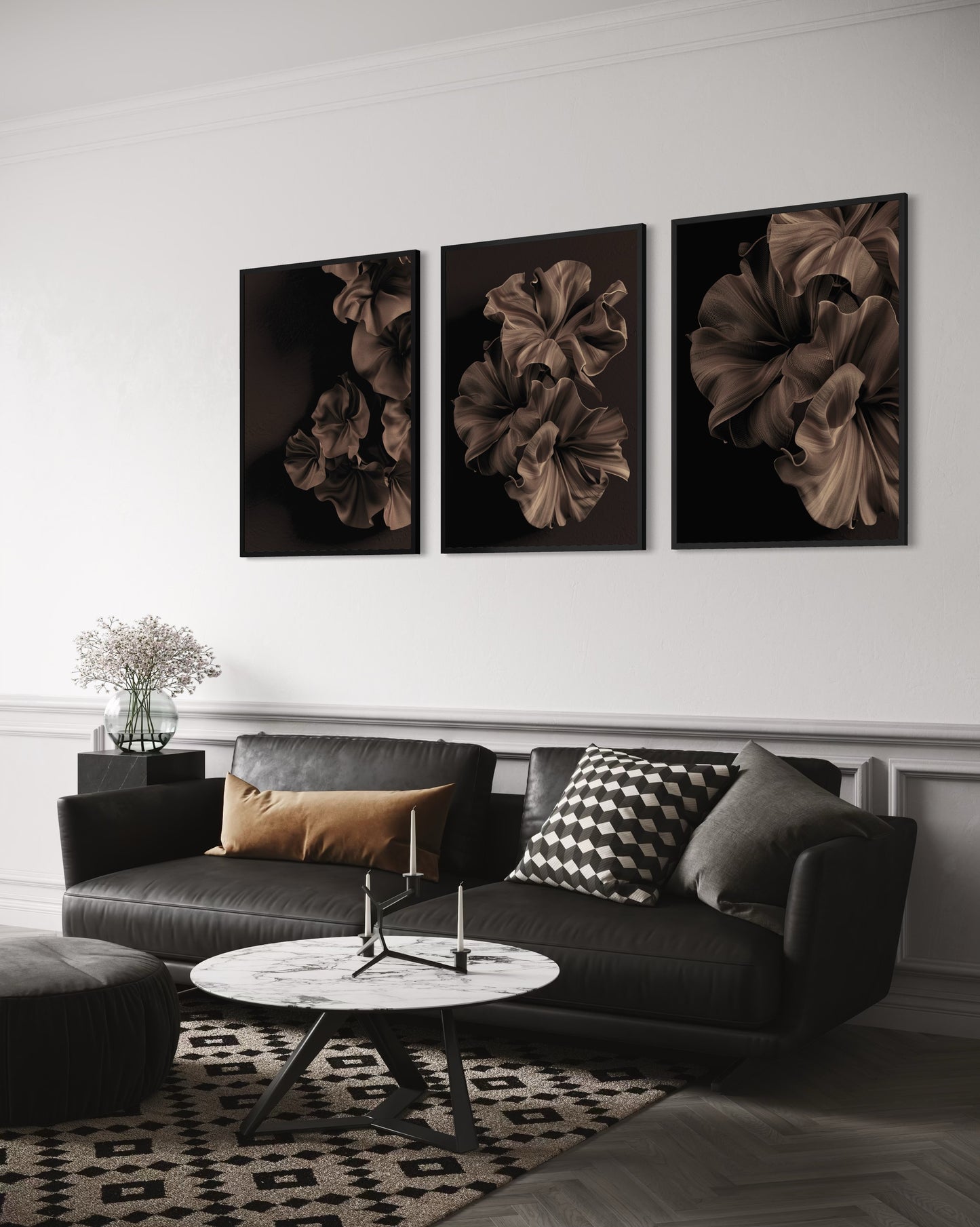 3er-Set floral linen poster no2