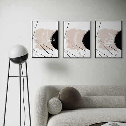 3er-Set Bismillah Arabic Calligraphy Arabic Letter "dad" in beige-schwarz