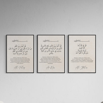 3er-Set Poster Falaq | Ikhlas | Nas Sure