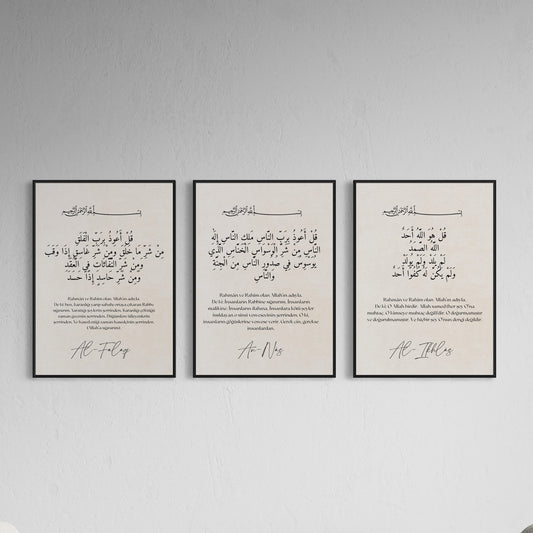 3er-Set Poster Falaq | Ikhlas | Nas Sure