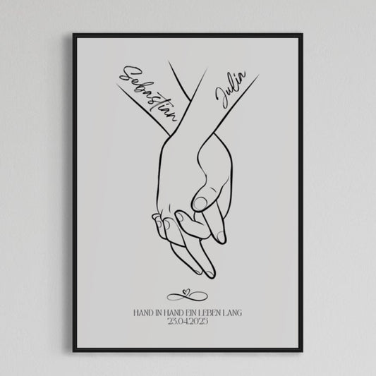 Hand in Hand ein Leben lang Poster | PERSONALISIERT