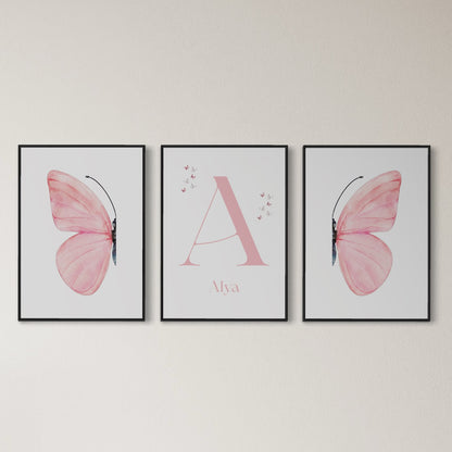 3er-Set Kinder Poster in rosa & blau - Name | PERSONALISIERT