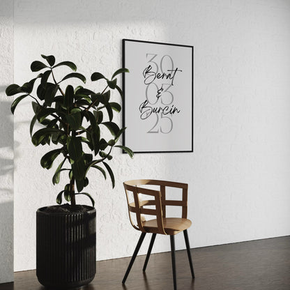 Datum mit Namen Poster zur Verlobung, Hochzeit, Beziehung etc. - PERSONALISIERT -